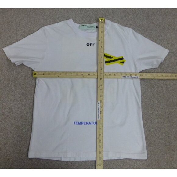 Off-White Fire Tape Line Do Not Cross White T-Shirt - Picture 10 of 12